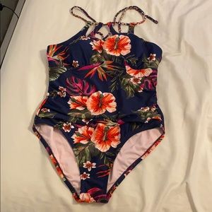 Kona Sol Floral Once Piece Bathing Suit
